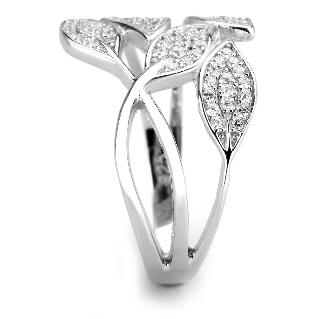 Rhodium 925 Sterling Silver Ring with AAA Grade CZ  in Clear