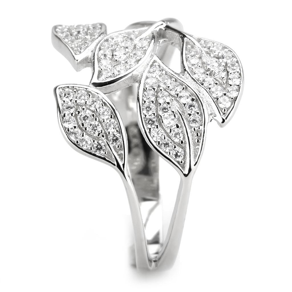 Rhodium 925 Sterling Silver Ring with AAA Grade CZ  in Clear