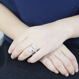 Rhodium 925 Sterling Silver Ring with AAA Grade CZ  in Clear