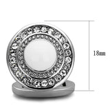 High polished (no plating) Stainless Steel Cufflink with Top Grade Crystal  in Clear