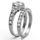 High polished (no plating) Stainless Steel Ring with AAA Grade CZ  in Clear