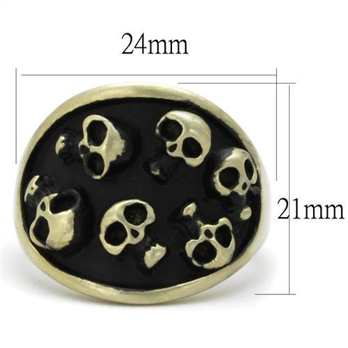 IP Antique Copper Stainless Steel Ring with Epoxy  in Jet