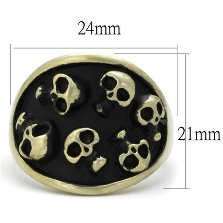 IP Antique Copper Stainless Steel Ring with Epoxy  in Jet