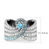 No Plating Stainless Steel Ring with AAA Grade CZ  in Sea Blue