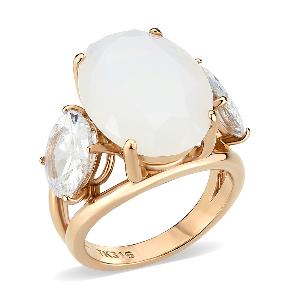 IP Rose Gold(Ion Plating) Stainless Steel Ring with Synthetic in Fireopal