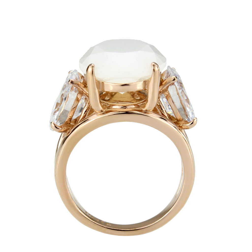 IP Rose Gold(Ion Plating) Stainless Steel Ring with Synthetic in Fireopal
