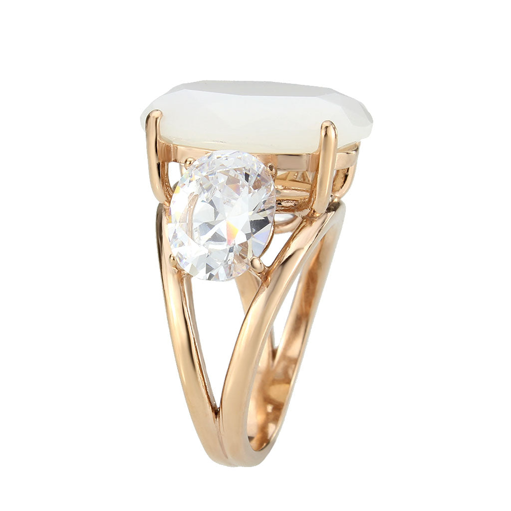 IP Rose Gold(Ion Plating) Stainless Steel Ring with Synthetic in Fireopal