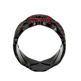 IP Black (Ion Plating) Stainless Steel Ring with Top Grade Crystal in Red Series