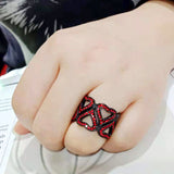 IP Black (Ion Plating) Stainless Steel Ring with Top Grade Crystal in Red Series