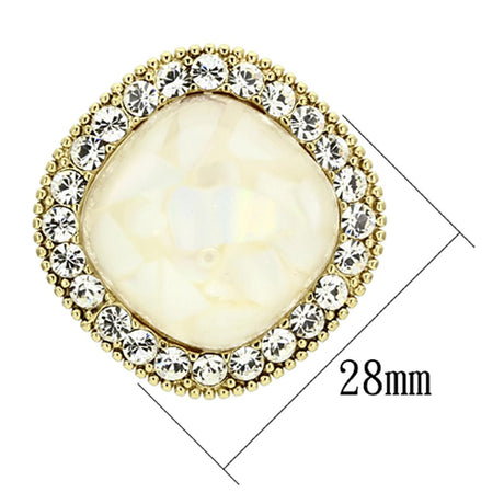 IP Gold(Ion Plating) Brass Earrings with Precious Stone Conch in White