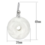 IP rhodium (PVD) Brass Earrings with Synthetic Synthetic Stone in White
