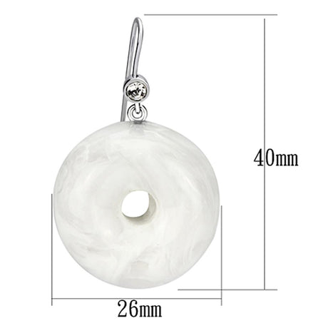 IP rhodium (PVD) Brass Earrings with Synthetic Synthetic Stone in White