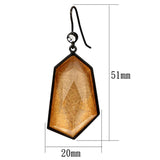 IP Black(Ion Plating) Brass Earrings with Synthetic Synthetic Stone in Orange