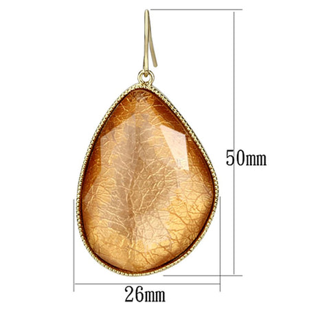 IP Gold(Ion Plating) Brass Earrings with Synthetic Synthetic Stone in Orange