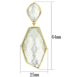 IP Gold(Ion Plating) Brass Earrings with Synthetic Synthetic Stone in White