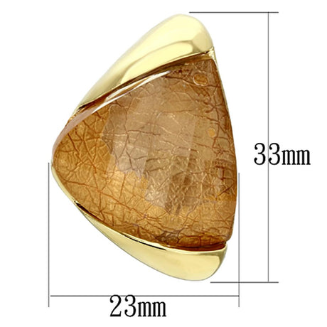 IP Gold(Ion Plating) Brass Earrings with Synthetic Synthetic Stone in Orange