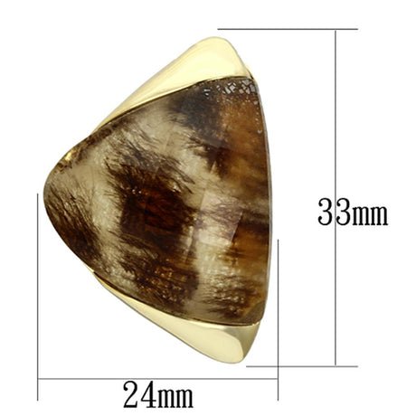 IP Gold(Ion Plating) Brass Earrings with Synthetic Synthetic Stone in Animal pattern