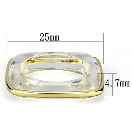 IP Gold(Ion Plating) Brass Ring with Synthetic Synthetic Stone in Clear