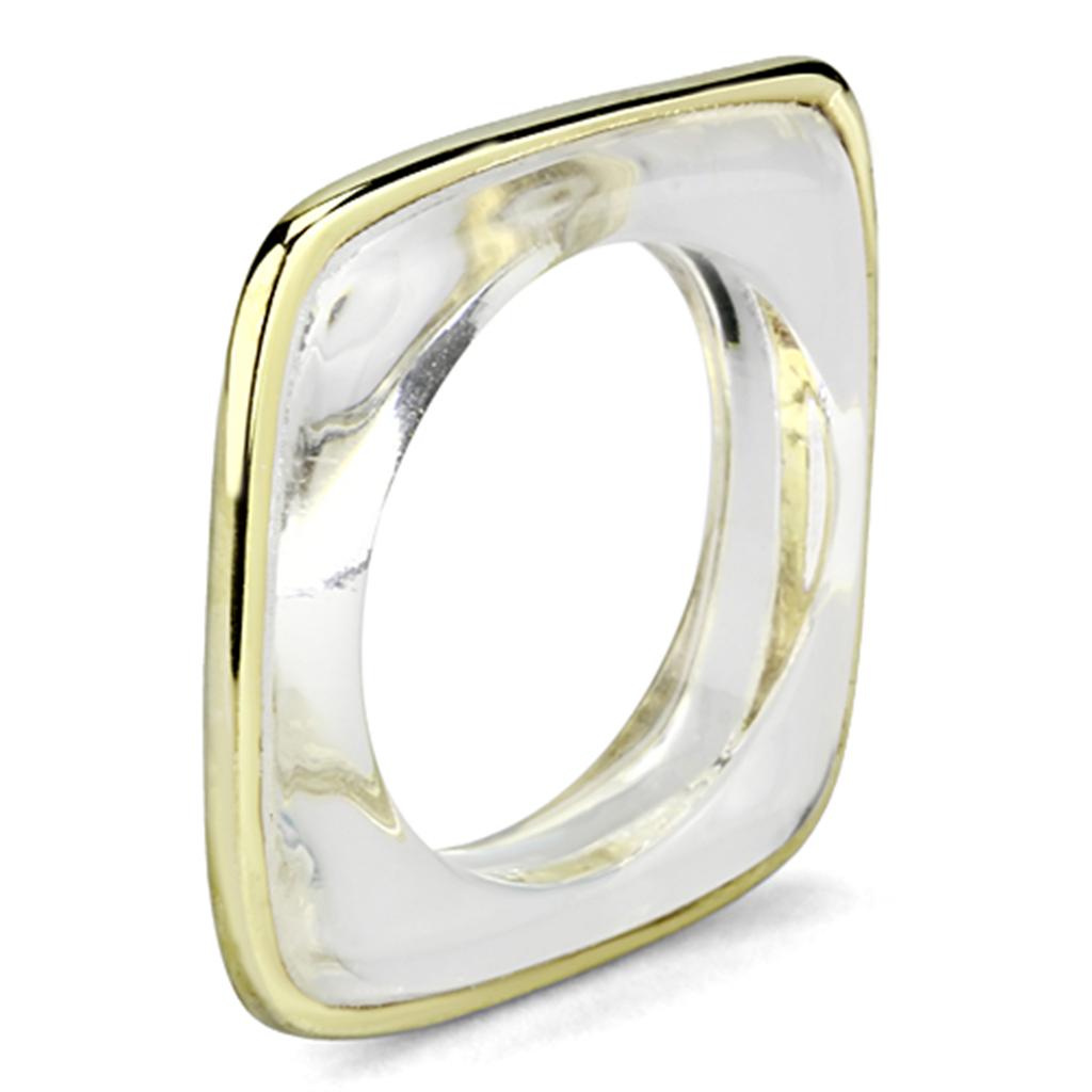 IP Gold(Ion Plating) Brass Ring with Synthetic Synthetic Stone in Clear