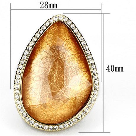 IP Gold(Ion Plating) Brass Ring with Synthetic Synthetic Stone in Orange