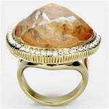 IP Gold(Ion Plating) Brass Ring with Synthetic Synthetic Stone in Orange
