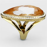 IP Gold(Ion Plating) Brass Ring with Synthetic Synthetic Stone in Orange