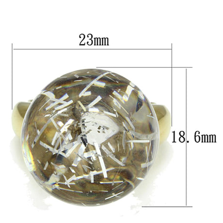 IP Gold(Ion Plating) Brass Ring with Synthetic Synthetic Stone in Clear