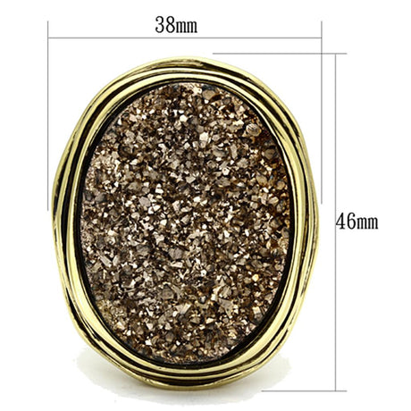 IP Gold(Ion Plating) Brass Ring with Synthetic Synthetic Stone in Champagne