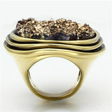 IP Gold(Ion Plating) Brass Ring with Synthetic Synthetic Stone in Champagne