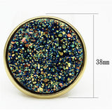 VL086 IP Gold(Ion Plating) Brass Ring with Synthetic in Sapphire
