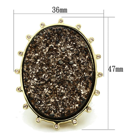 IP Gold(Ion Plating) Brass Ring with Synthetic Synthetic Stone in Champagne