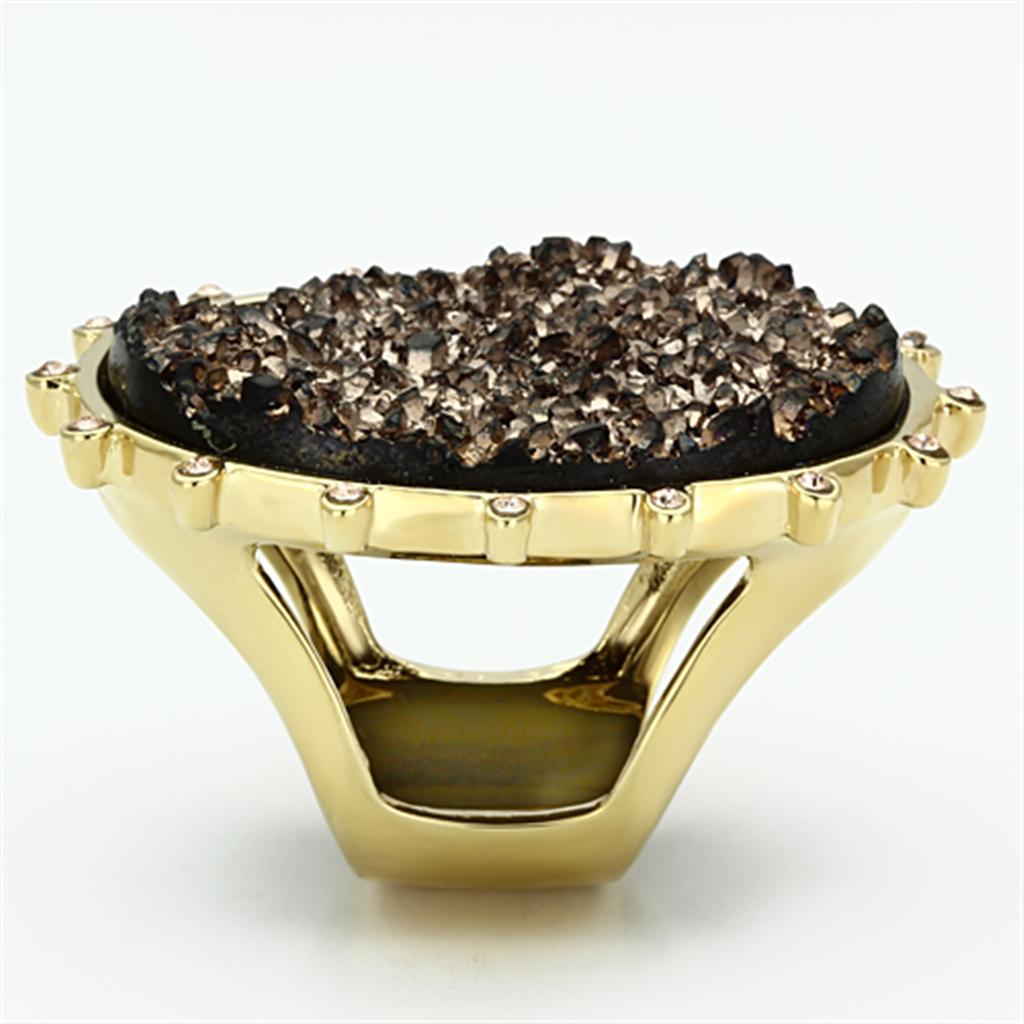 IP Gold(Ion Plating) Brass Ring with Synthetic Synthetic Stone in Champagne