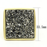 IP Gold(Ion Plating) Brass Ring with Synthetic Synthetic Stone in Jet
