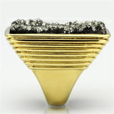 IP Gold(Ion Plating) Brass Ring with Synthetic Synthetic Stone in Jet
