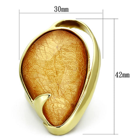 IP Gold(Ion Plating) Stainless Steel Ring with Synthetic Synthetic Stone in Orange