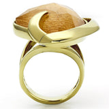 IP Gold(Ion Plating) Stainless Steel Ring with Synthetic Synthetic Stone in Orange
