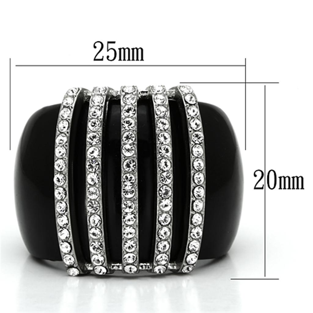 High polished (no plating) Stainless Steel Ring with Top Grade Crystal  in Clear