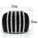 High polished (no plating) Stainless Steel Ring with Top Grade Crystal  in Clear