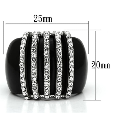 High polished (no plating) Stainless Steel Ring with Top Grade Crystal  in Clear
