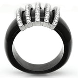 High polished (no plating) Stainless Steel Ring with Top Grade Crystal  in Clear