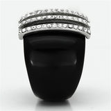 High polished (no plating) Stainless Steel Ring with Top Grade Crystal  in Clear