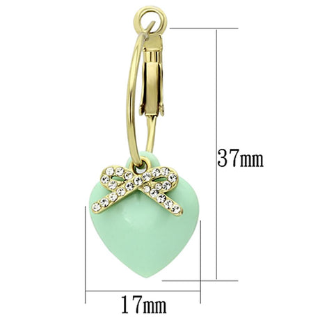 IP Gold(Ion Plating) Brass Earrings with Synthetic Synthetic Stone in Emerald