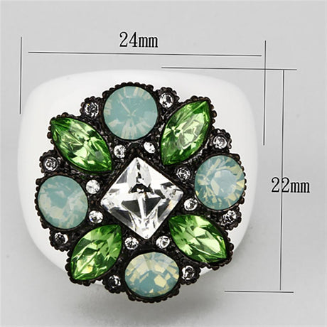 IP Black(Ion Plating) Brass Ring with Top Grade Crystal  in Clear
