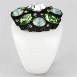 IP Black(Ion Plating) Brass Ring with Top Grade Crystal  in Clear