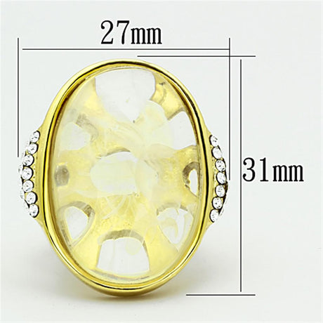 IP Gold(Ion Plating) Stainless Steel Ring with Synthetic Synthetic Stone in Clear