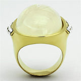 IP Gold(Ion Plating) Stainless Steel Ring with Synthetic Synthetic Stone in Clear