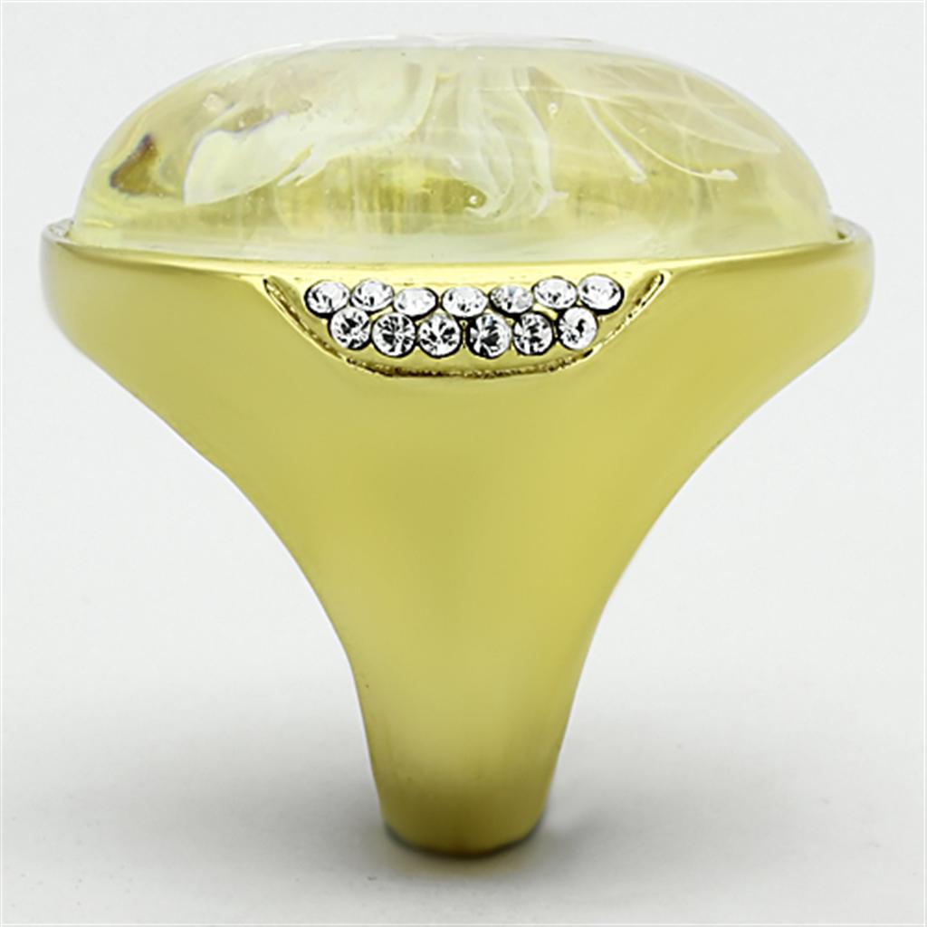 IP Gold(Ion Plating) Stainless Steel Ring with Synthetic Synthetic Stone in Clear