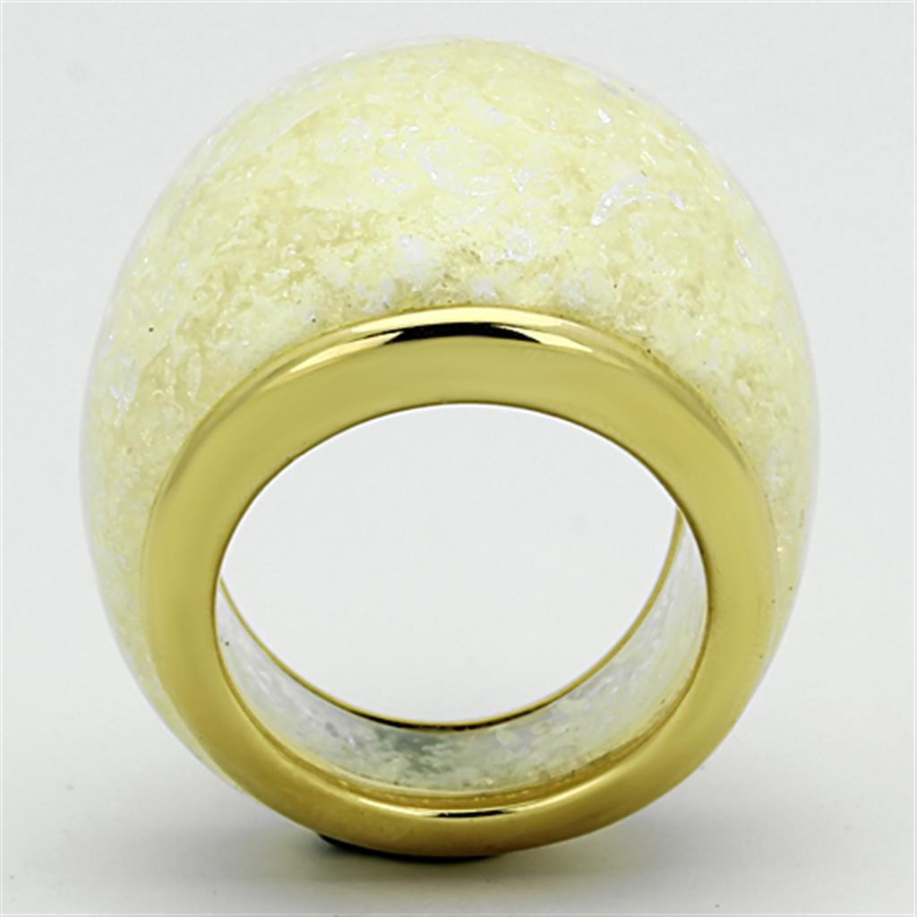 IP Gold(Ion Plating) Stainless Steel Ring with Synthetic Synthetic Stone in Citrine Yellow