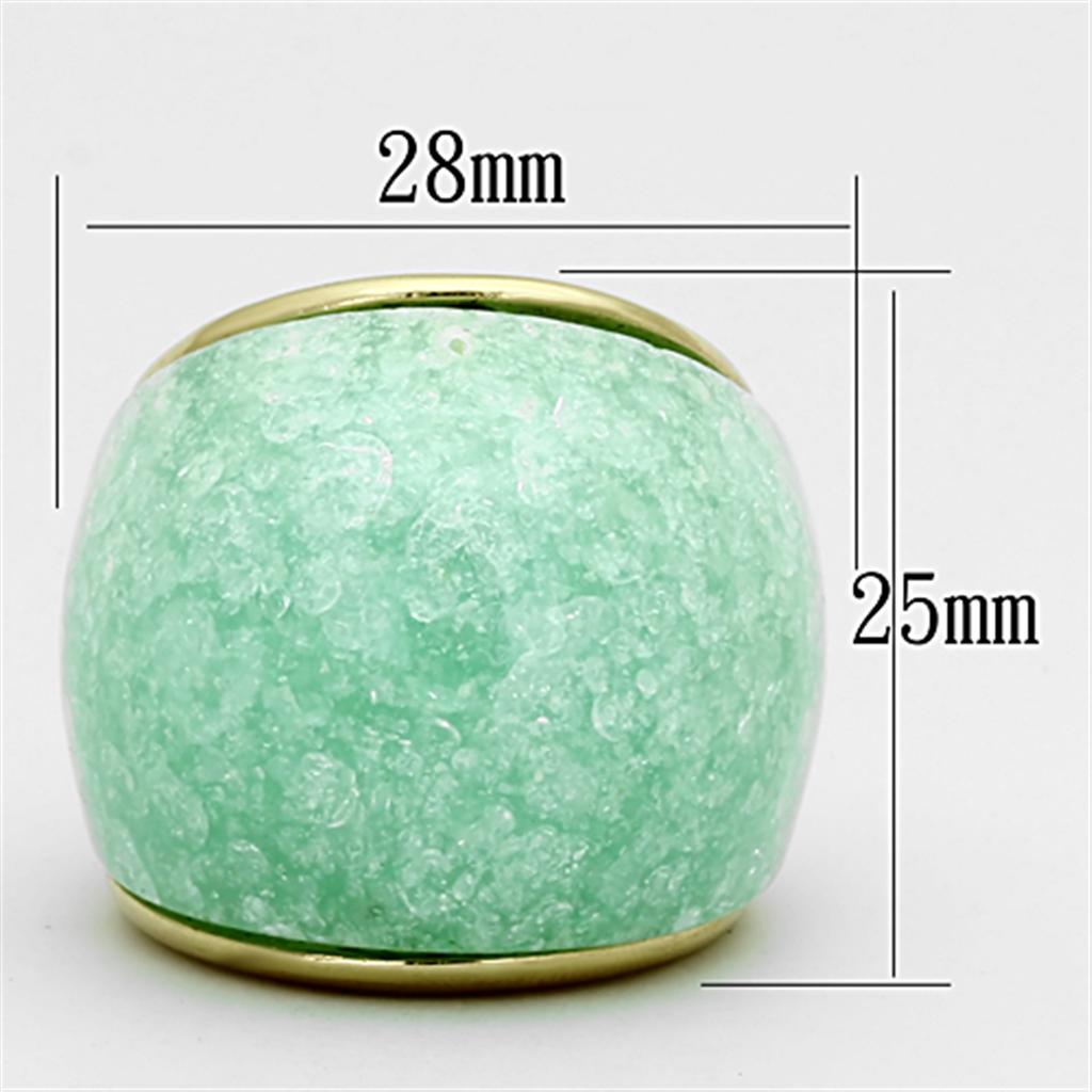 IP Gold(Ion Plating) Stainless Steel Ring with Synthetic Synthetic Stone in Emerald