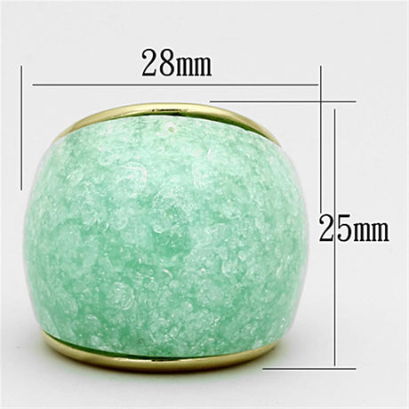 IP Gold(Ion Plating) Stainless Steel Ring with Synthetic Synthetic Stone in Emerald